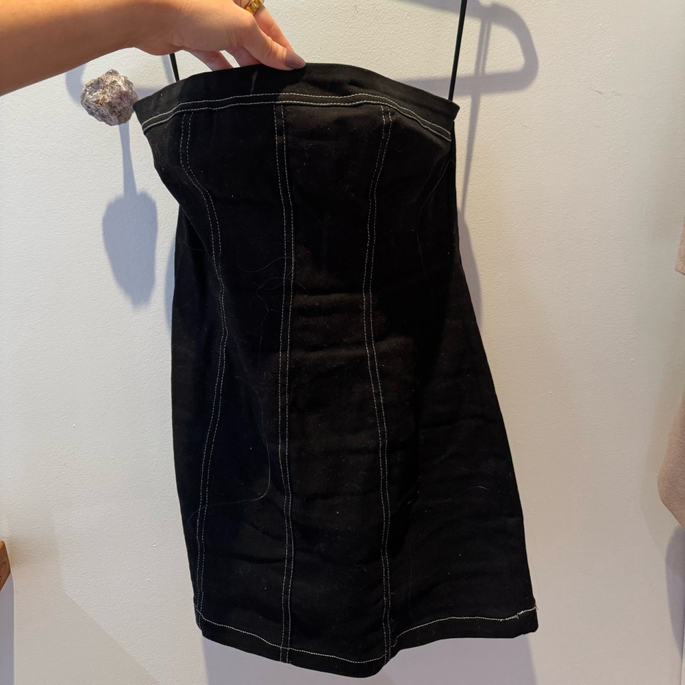 Black denim mini dress